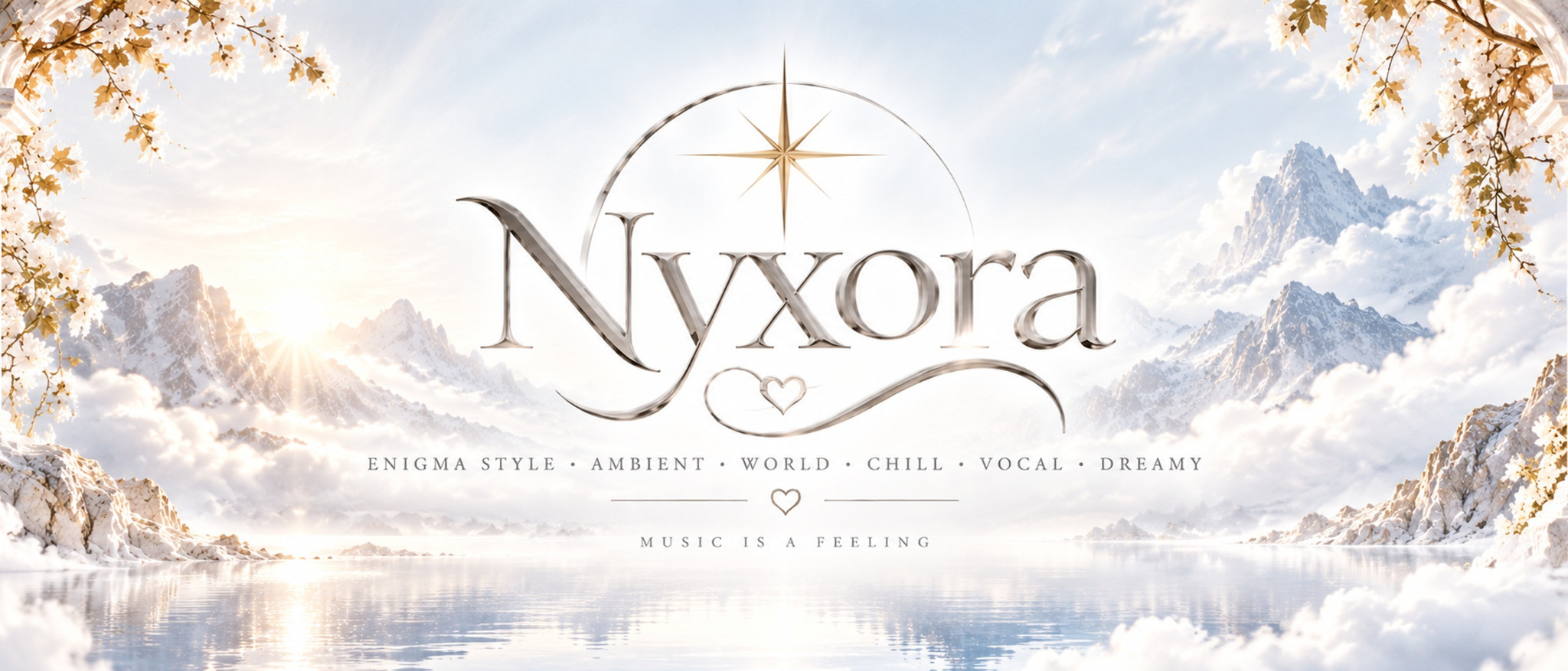 Nyxora — Music is a feeling, in een wit-gouden berglandschap